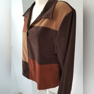 Microsuede Block Pattern Jacket